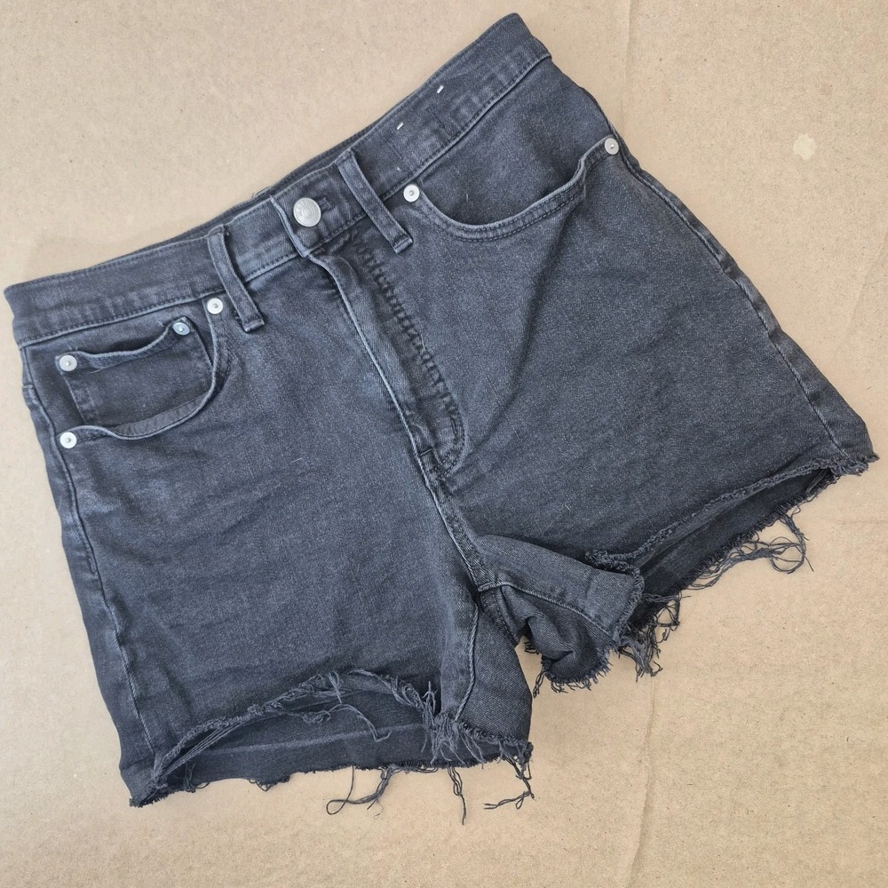 Madewell High Rise Denim‎ Shorts Women's 27 Charcoal Black Cut-Off Stretch